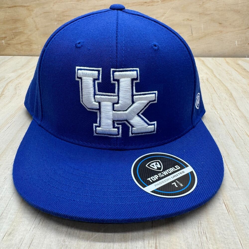 NEW Kentucky Wildcats Top of the World Team Color Fitted Hat Royal Sz 7 1/2